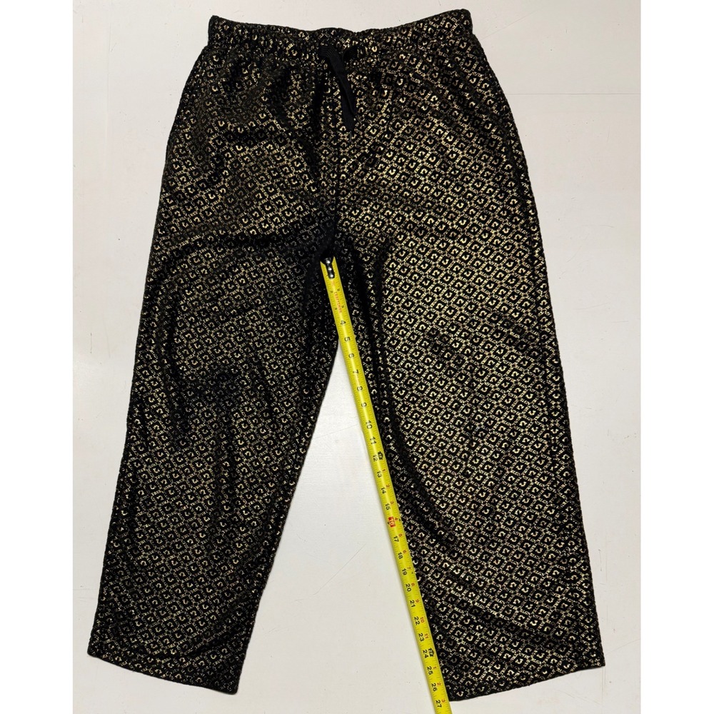 True Religion Womens Loungewear Pants‎ Large Gold Foil Monogram Fleece Pajama